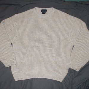 Vintage Basic Editions Men's Beige Long Sleeve Pullover Knit Sweater Size Large